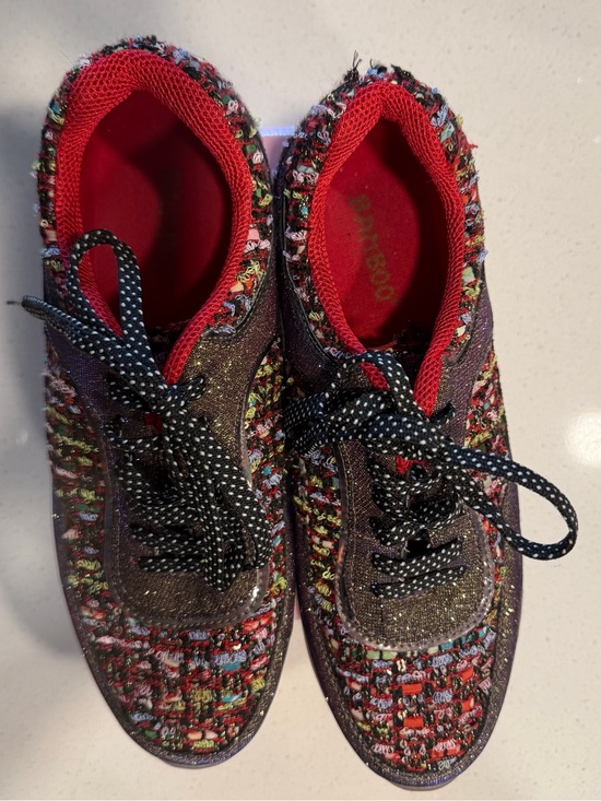 BAMBOO Shoes - BAMBOO Multicolor Tweed and Red Lined Women's Sneakers